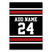 ブラックアンドレッドスポーツジャージー名前をカスタムする番号 テーブルナンバー (裏面)