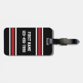 ブラックアンドレッドスポーツジャージー名前をカスタムする番号 ラゲッジタグ (裏面横)