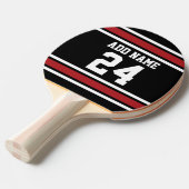 ブラックアンドレッドスポーツジャージー名前をカスタムする番号 卓球ラケット (正面アングル)