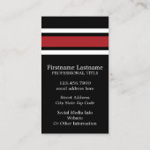 ブラックアンドレッドスポーツジャージー名前をカスタムする番号 名刺 (裏面)