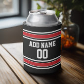 ブラックアンドレッドスポーツジャージー名前をカスタムする番号 缶クーラー