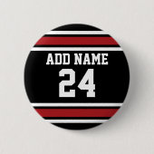 ブラックアンドレッドスポーツジャージー名前をカスタムする番号 缶バッジ (正面)