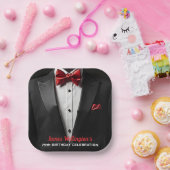 ブラックアンドレッドタキシード誕生日イベント ペーパープレート (パーティー)