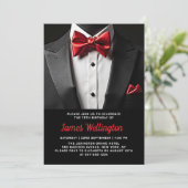 ブラックアンドレッドタキシード誕生日イベント 招待状 (スタンド正面)