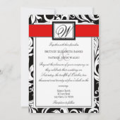 ブラックアンドレッドダマスク結婚式招待状 招待状 (裏面)
