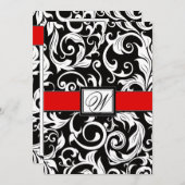 ブラックアンドレッドダマスク結婚式招待状 招待状 (正面/裏面)