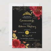 ブラックアンドレッドローゼスフローラガールミスXVアニョス 招待状 (正面)