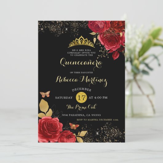 ブラックアンドレッドローゼスフローラガールミスXVアニョス 招待状 (スタンド正面)