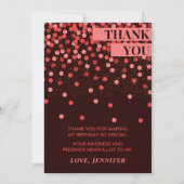 ブラックアンドレッド紙吹雪シック誕生日 サンキューカード (正面)