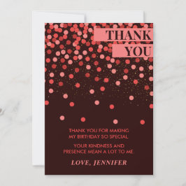 ブラックアンドレッド紙吹雪シック誕生日 サンキューカード