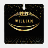 ブラックアンド金ゴールドアメリカンフットボール名前をカスタムする メタルオーナメント (裏面)