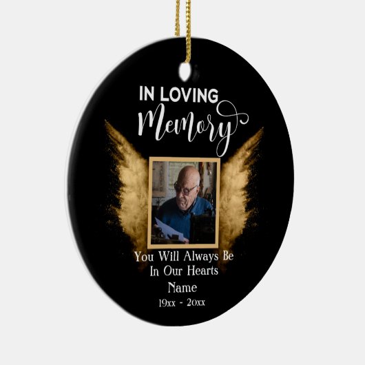 ブラックアンド金ゴールドインラブメモリーカスタム写真 セラミックオーナメント (右)