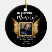 ブラックアンド金ゴールドインラブメモリーカスタム写真 セラミックオーナメント (正面)