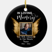 ブラックアンド金ゴールドインラブメモリーカスタム写真 セラミックオーナメント (裏面)