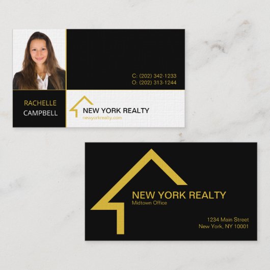 ブラックアンド金ゴールドエステ実在ートの名刺 名刺 (正面/裏面)