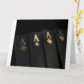 ブラックアンド金ゴールドカジノカードエース カード (黄色い花)