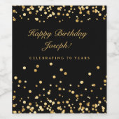 ブラックアンド金ゴールドカスタム誕生日 ワインラベル (シングルラベル)