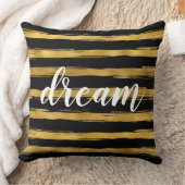 ブラックアンド金ゴールドグラムストライプズ夢 クッション (ブランケット)