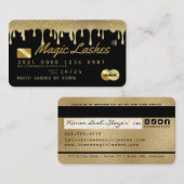 ブラックアンド金ゴールドグリッターラグジュアリークレジットカード 名刺 (正面/裏面)