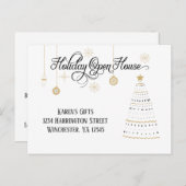 ブラックアンド金ゴールドスタイル化ホリデーオープンハウス| シーズンポストカード (正面/裏面)
