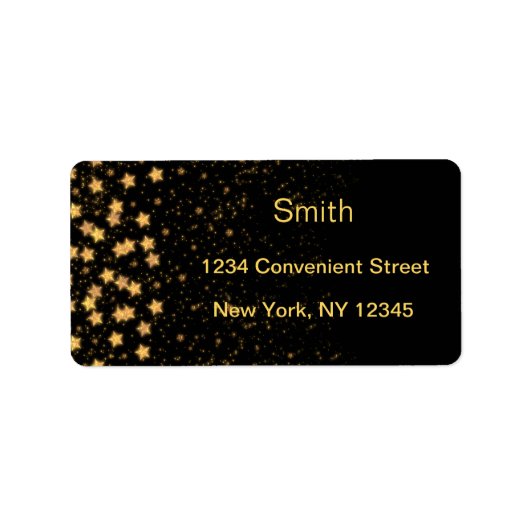 ブラックアンド金ゴールドスターズ差出人住所ラベル ラベル (正面)
