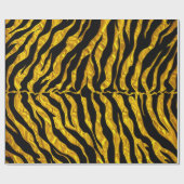 ブラックアンド金ゴールドストライプアニマルプリント ラッピングペーパー (フラット)