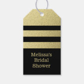 ブラックアンド金ゴールドストライプブライダルパーティ ギフトタグ (正面)