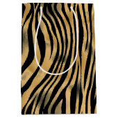 ブラックアンド金ゴールドタイガーストライプ ミディアムペーパーバッグ (正面)