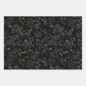 ブラックアンド金ゴールドダリアスフローラ ラッピングペーパーシート (正面3)