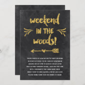 ブラックアンド金ゴールドバチェロレッテ週末キャビン 招待状 (正面/裏面)