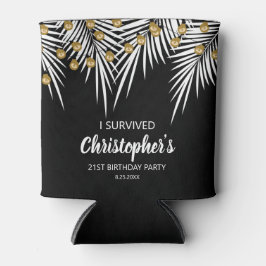 ブラックアンド金ゴールドパームズ誕生日 缶クーラー