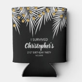 ブラックアンド金ゴールドパームズ誕生日 缶クーラー (裏面)