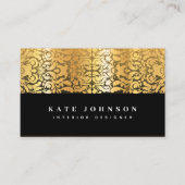 ブラックアンド金ゴールドフローララグジュアリーエレガントタイポグラフィ 名刺 (正面)