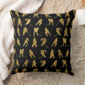 ブラックアンド金ゴールドホッケーテーマ クッション (ブランケット)