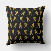 ブラックアンド金ゴールドホッケーテーマ クッション (裏面)