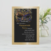 ブラックアンド金ゴールドマスカレードパーティの招待状 招待状 (スタンド正面)