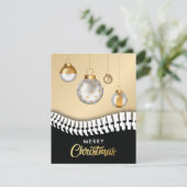 ブラックアンド金ゴールドメリークリスマスカイロプラクティック シーズンカード (スタンド正面)