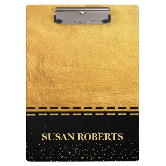 ブラックアンド金ゴールドラグジュアリーデザイン クリップボード (正面)