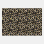 ブラックアンド金ゴールドルック占星術スターサインアクアリウス ラッピングペーパーシート (正面3)