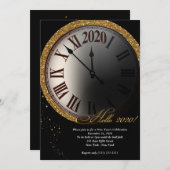ブラックアンド金ゴールド大晦日招待状 招待状 (正面/裏面)