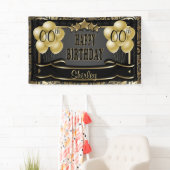 ブラックアンド金ゴールド抽象芸術ハッピー00th誕生日 横断幕 (インサイチュ)