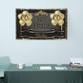 ブラックアンド金ゴールド抽象芸術ハッピー00th誕生日 横断幕 (トレードショー)