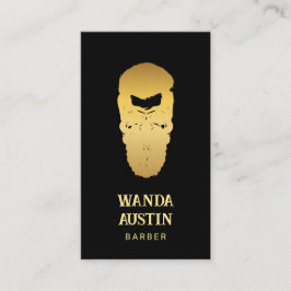 ブラックアンド金ゴールド理容師スカルバーバーショップ 名刺