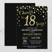 ブラックアンド金ゴールド第18誕生日ダイヤモンド招待状 招待状 (正面/裏面)