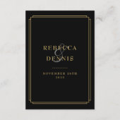 ブラックアンド金ゴールド結婚デコズゲスト詳細 エンクロージャーカード (裏面)
