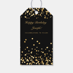 ブラックアンド金ゴールド誕生日 ギフトタグ