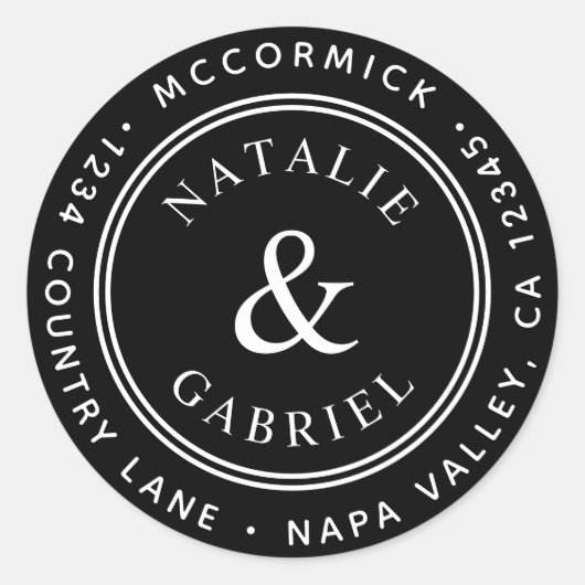 ブラックアンパサンド結婚差出人住所 ラウンドシール (正面)