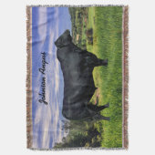 ブラックアンパーソナライズされたガスブランケット スローブランケット (正面縦)