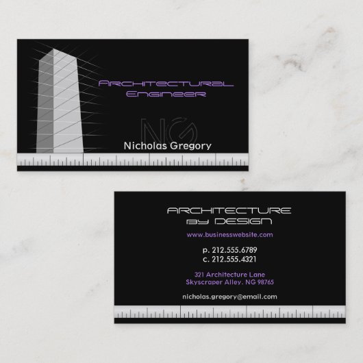 ブラックアーキテクチャエンジニアリング名刺 名刺 (正面/裏面)