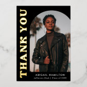 ブラックアーチフォイル卒業サンキューカード 箔招待状 (正面)